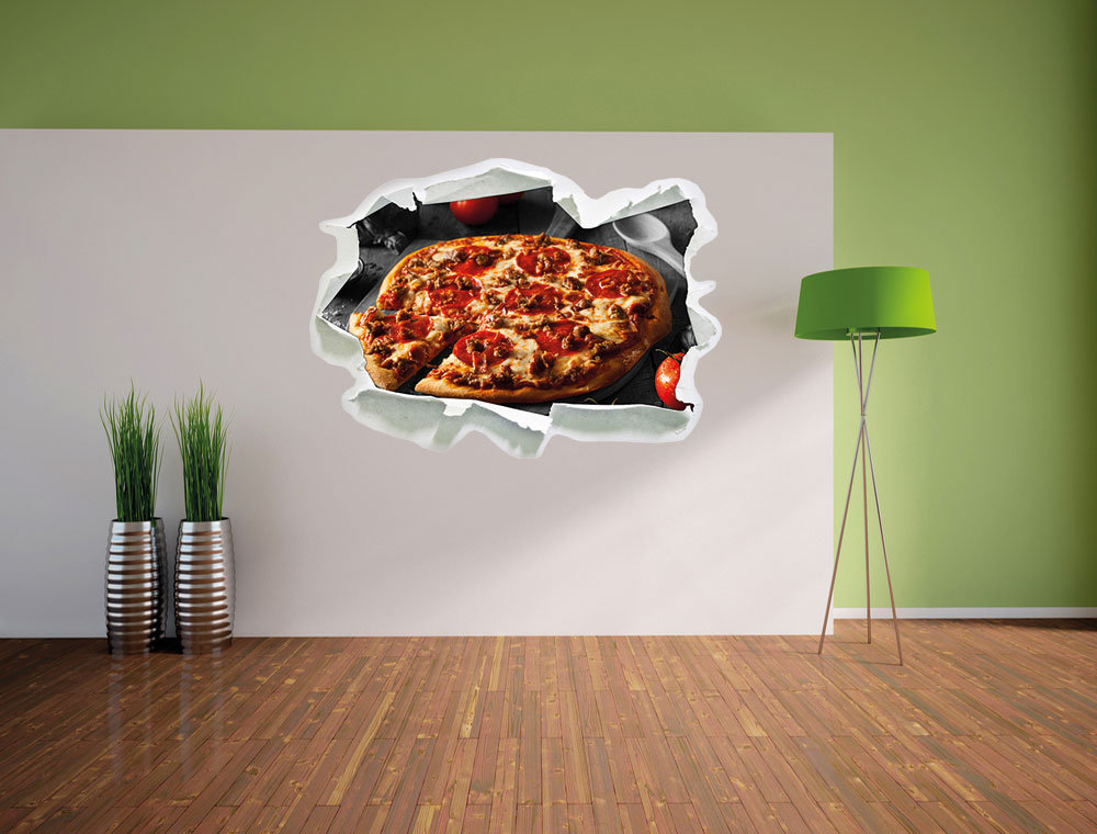 Wandtattoo Leckere Salamipizza frisch aus dem Ofen