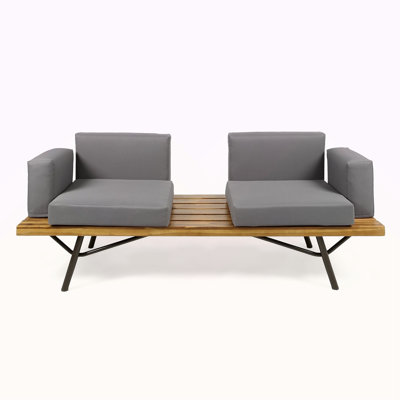 Outdoor 2 Seater Sofa With Metal Legs For Garden Patio