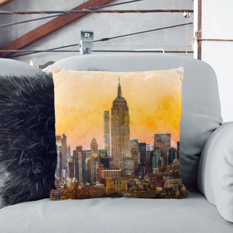 New York Skyline Cushion with Filling, 55cm H x 55cm W x 20cm D