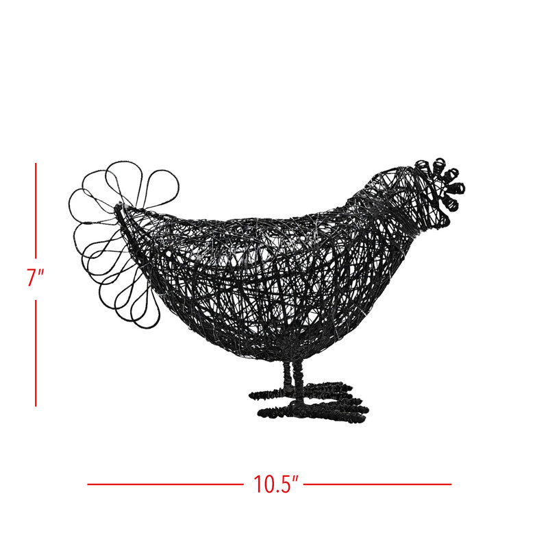 August Grove® Wire Hen Bird Figure Black Metal