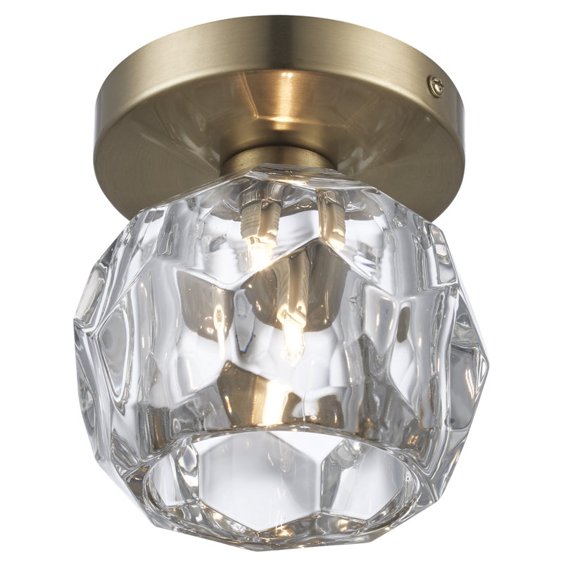 Quaseem Glass LED Semi Flush Mount, Antique Gold 