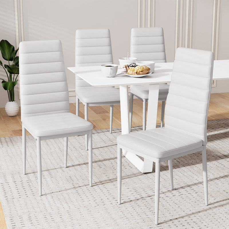 PU Leather Upholstered Dining Chair, White