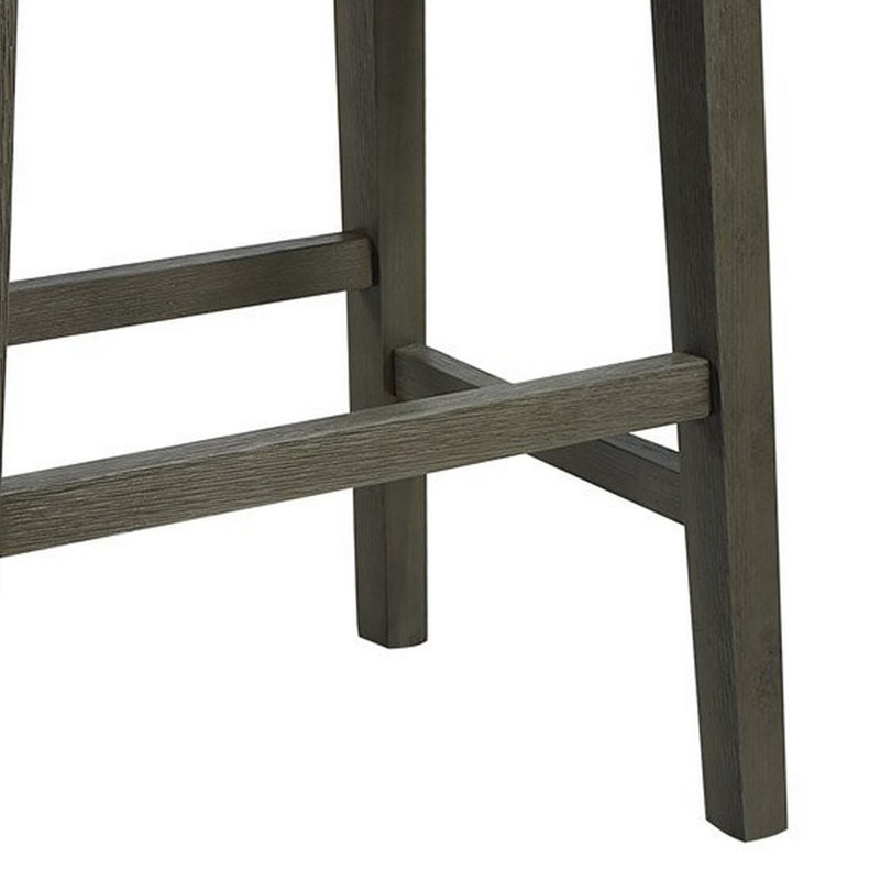 Tabouret en bois massif Houser, Gris, Tabouret de comptoir (siège d'une hauteur de 25 p