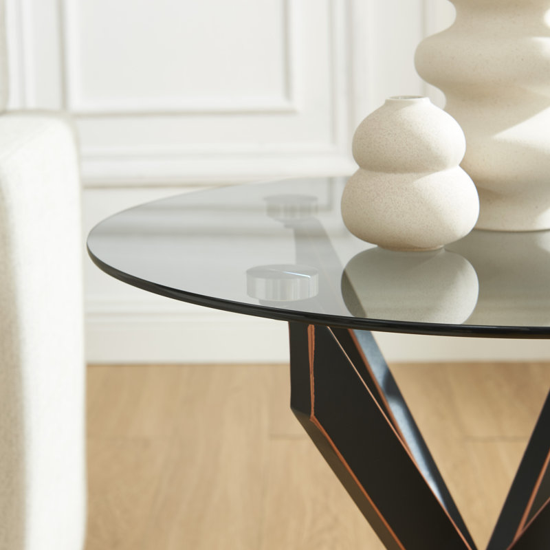 Jaona Glass Top End Table, Black
