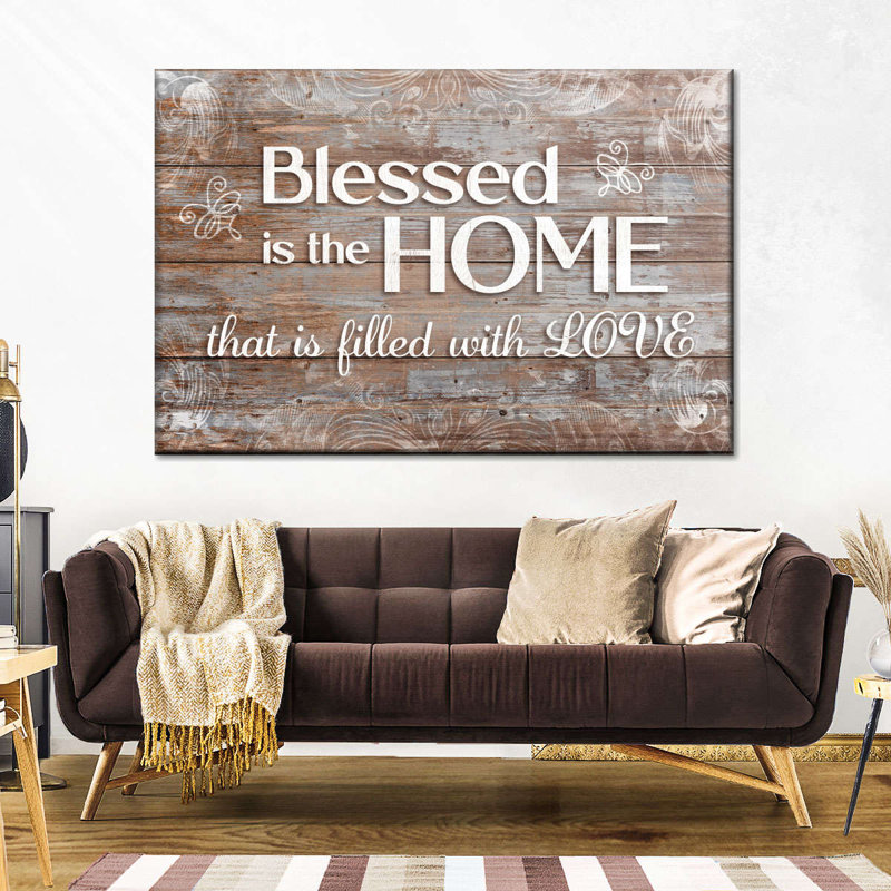 Citation sur toile Home Fills With Love, H 16 po x l 24 po x P 1,25 po