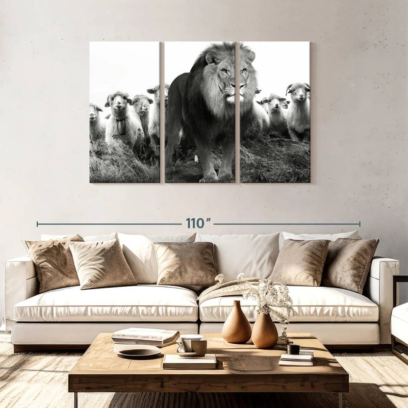 Brampt Lion Among Sheep, 48" H x 74" W