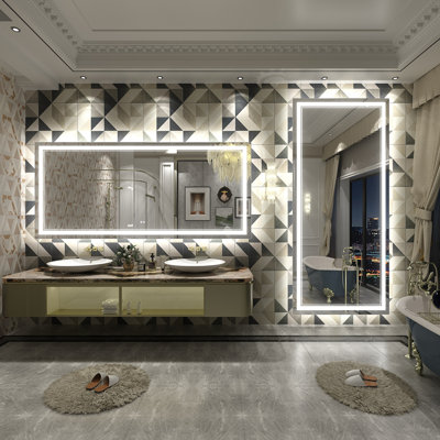 UL Certified Front & Back LED Anti-Fog Tempered Glass Bathroom/Vanity Mirror - Basics by Wayfair™