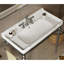 Lavabo de salle de bain en céramique blanche de 36 po - et robuste, surface lisse pour une purification facile, conception gracieuse, 3 trous pré-percés, lavabo à évacuation par trop-plein, durable, désinfectant, beau style,