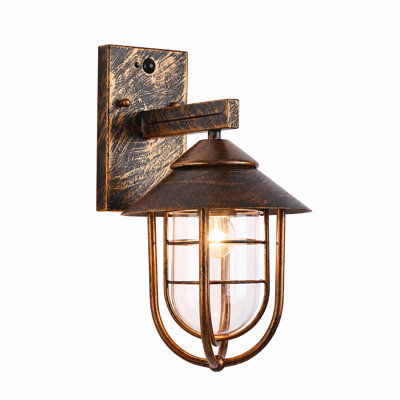 Motion Sensor Outdoor Wall Light with Oil Rubbed Bronze Finish, Nautical Exterior Wall Sconce