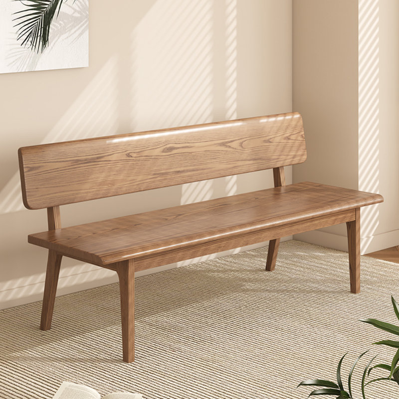 Modern Simple Solid Wood Dining Bench, Light Walnut