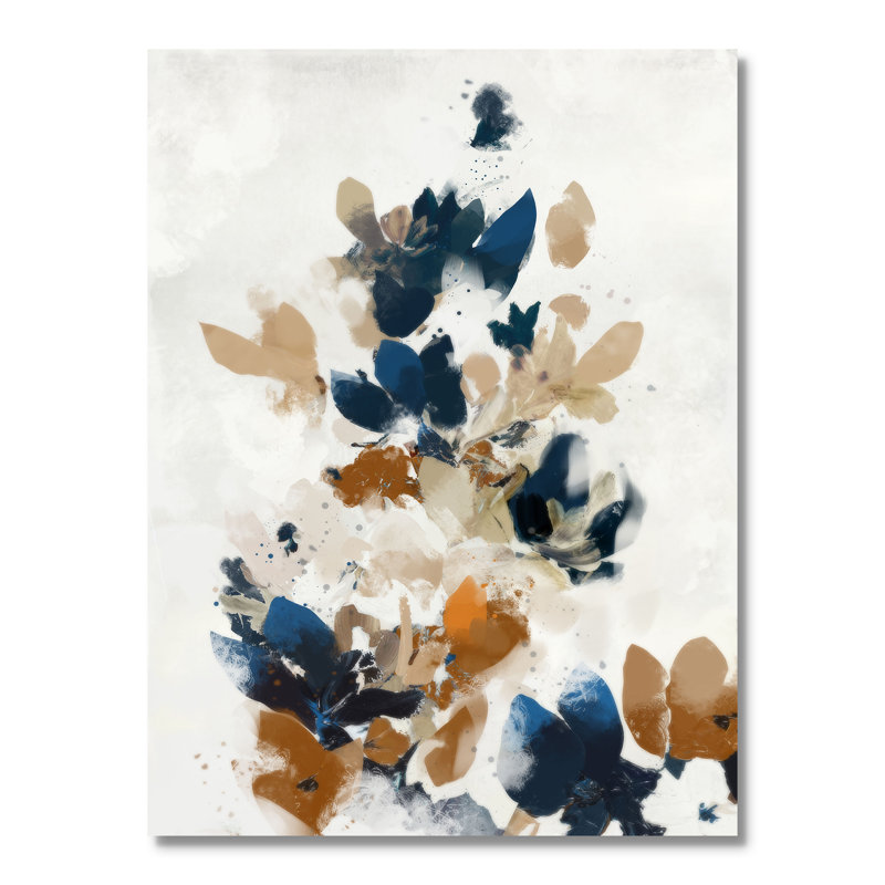 «Wave of Blue Florals I Print» par Ken Roko, Sans cadre, 18'' W x 24'' H, Toile tendue