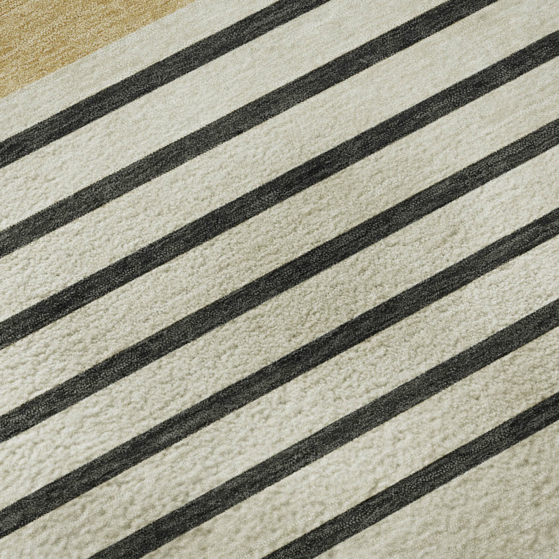 Tapis à rayures Lyndhurst AMF995 lavable à la machine de qualité supérieure, Rectangle 10 pi x 14 pi