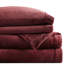 Drap de très grande taille 4 pièces bourgogne, 100% velours lisse, comprend drap plat, 2 taies d'oreiller ajustées et élastiques pour matelas de 16 po, en bourgogne, doux et brossé