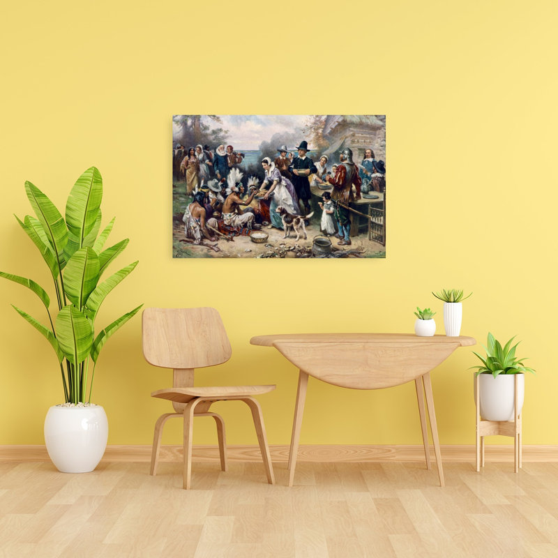 The First Thanksgiving, C.1930 Peaceful Romantic Contemporary, art mural, H 24 po x l 36 po