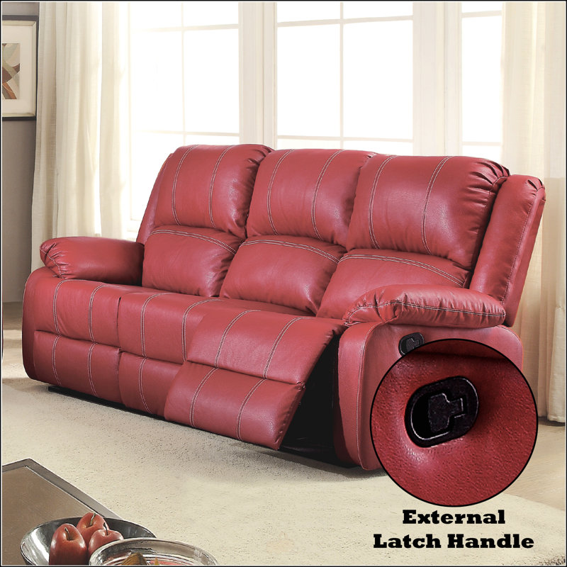 Red Synthetic Leather Motion Sofa