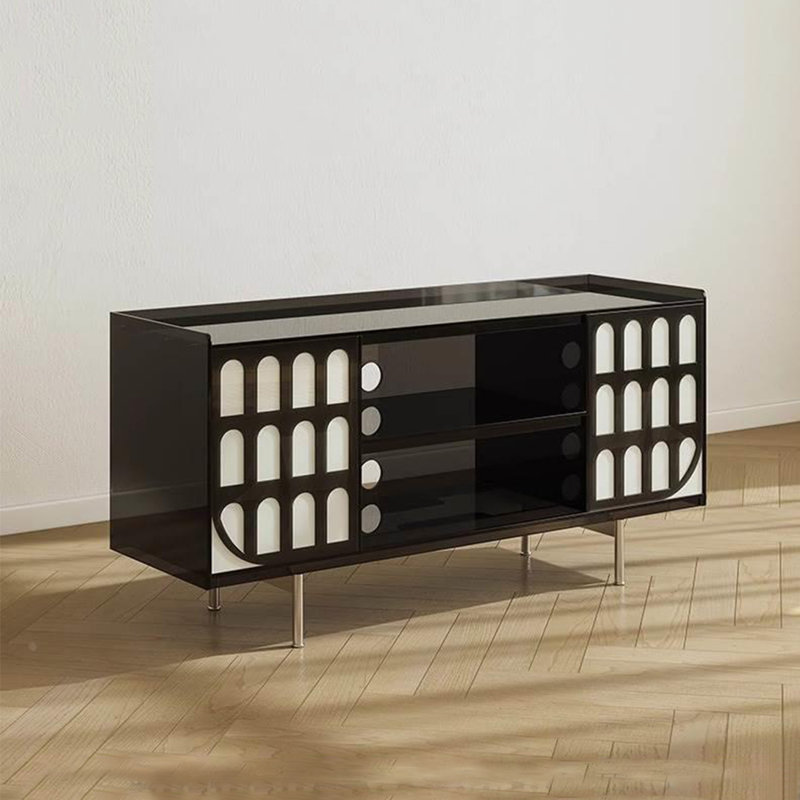 Modern efficient storage acrylic accent cabinet, Black/Silver