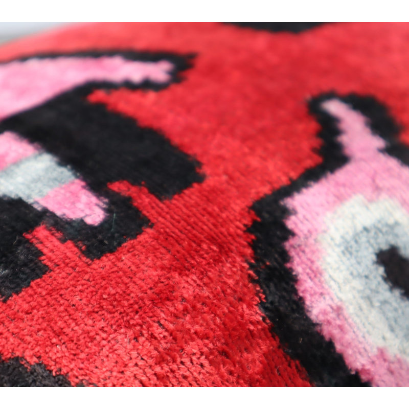 Velvet Rectangular Pillow Cover & Insert, Red Geometric 1