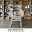 Table à dessin à manivelle blanche réglable en verre trempé - Table de dessin et d'impression avec chaise et rangement pour salon, bureau, chambre à coucher-1886048275