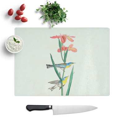 Tempered Glass Warbler Birds Chopping Board