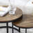 Set of 2 Coffee Table Nesting Side Round End Table Top Sturdy Metal Frame Desk