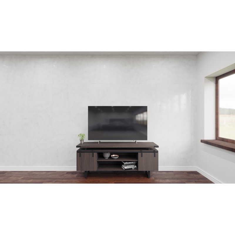 Mirella Low Wall Cabinet Wood Doors, Southern Tobacco