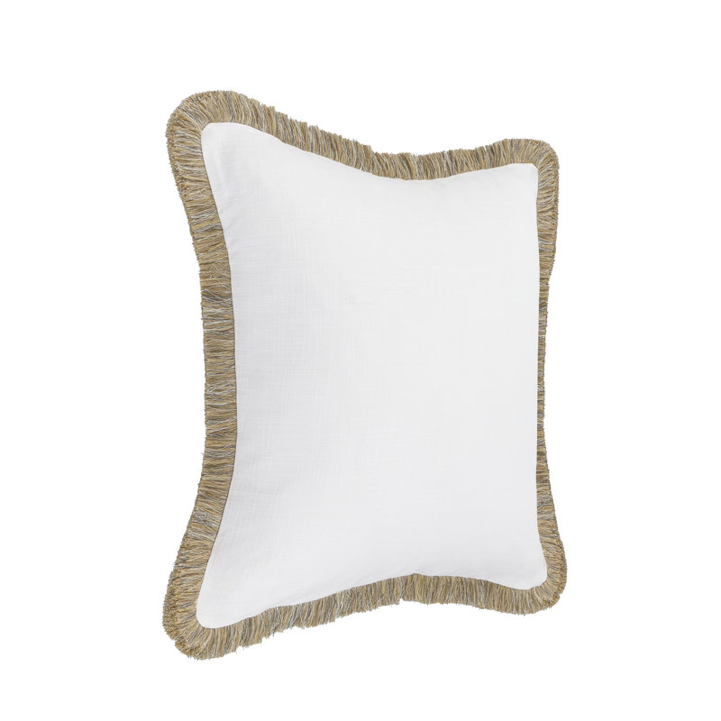 Cara Fringe Linen Blend Throw Pillow, Square, 24"H x 24"W
