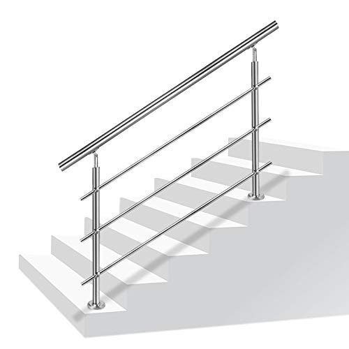 Edelstahl-Handlauf 100cm, Balkon/Treppen, 2 Pfosten, 3 Querstreben