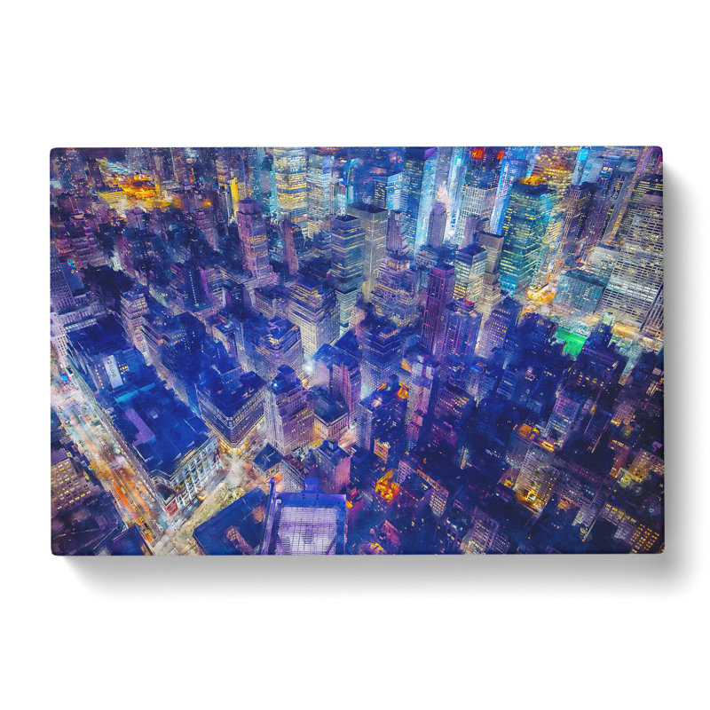 Bright Lights Of New York City - Wrapped Canvas Painting, 40cm H x 60cm W x 3cm D
