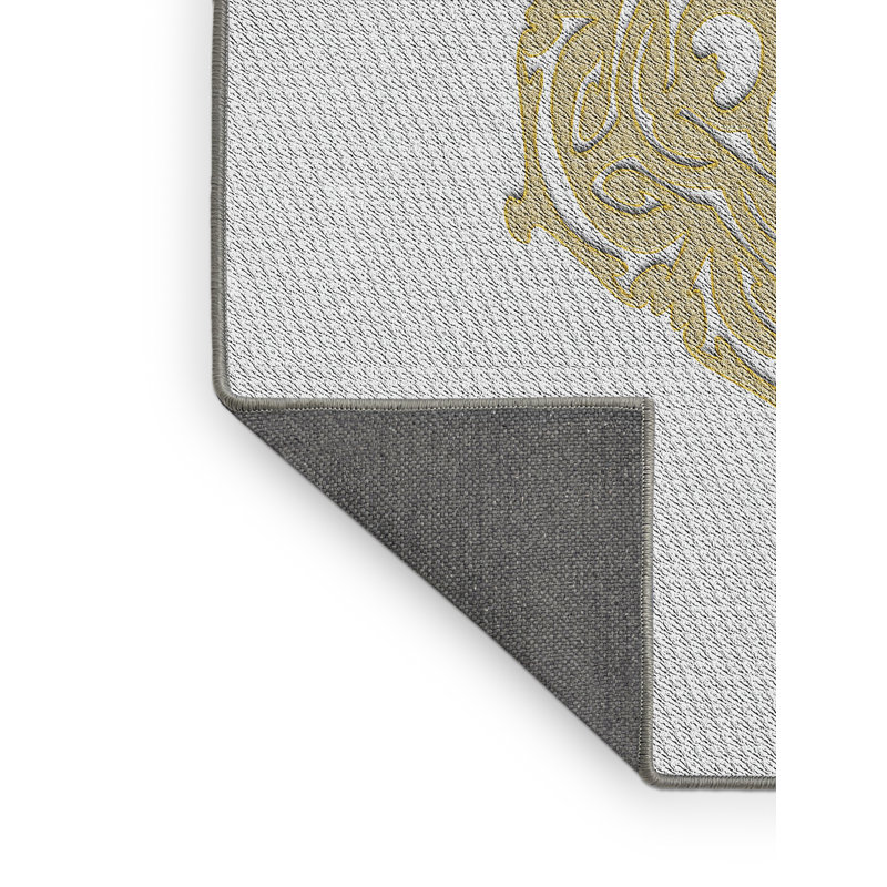 Tapis doré / blanc Power Loom, Tapis de couloir 2 pi x 5 pi