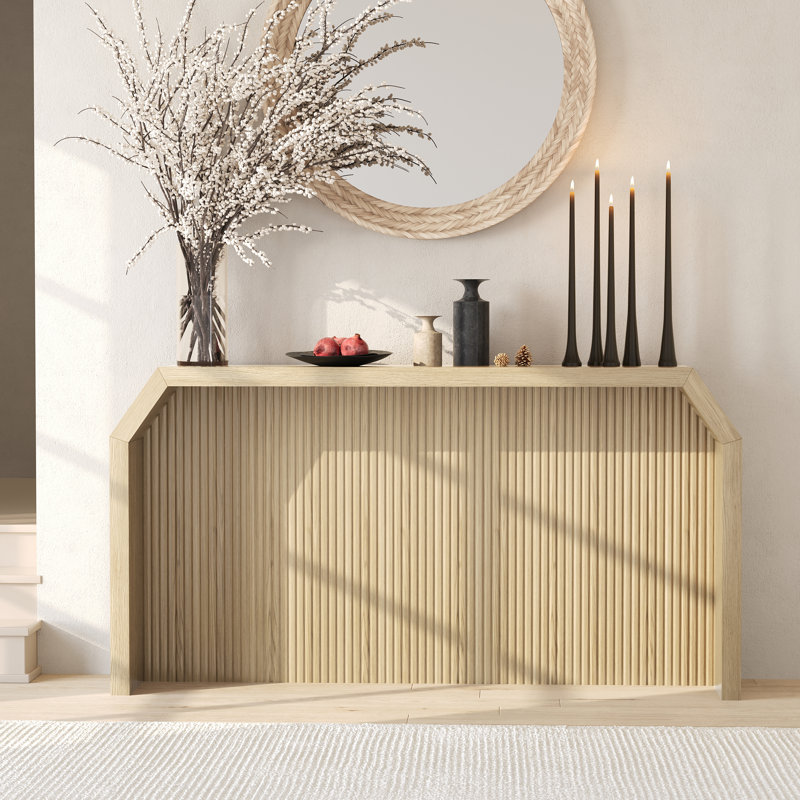 55.91" Console Table, Modern Entryway Foyer Table For Hallway & Living Room, Natural