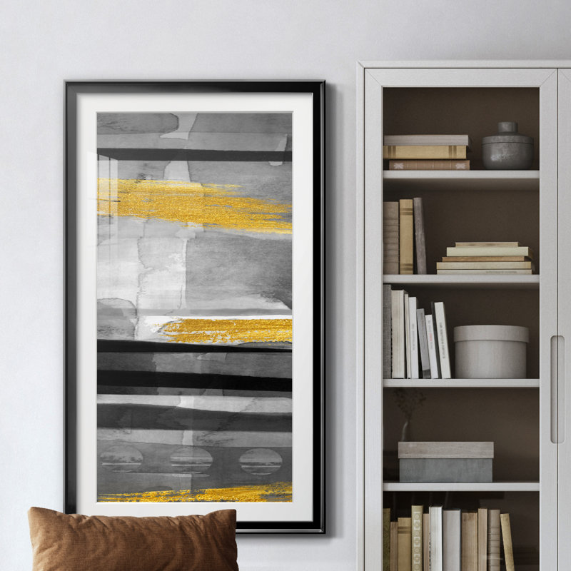 Layers of Time I - Peinture encadrée, Noir, H 14,5 po x l 26,5 po x P 1,5 po