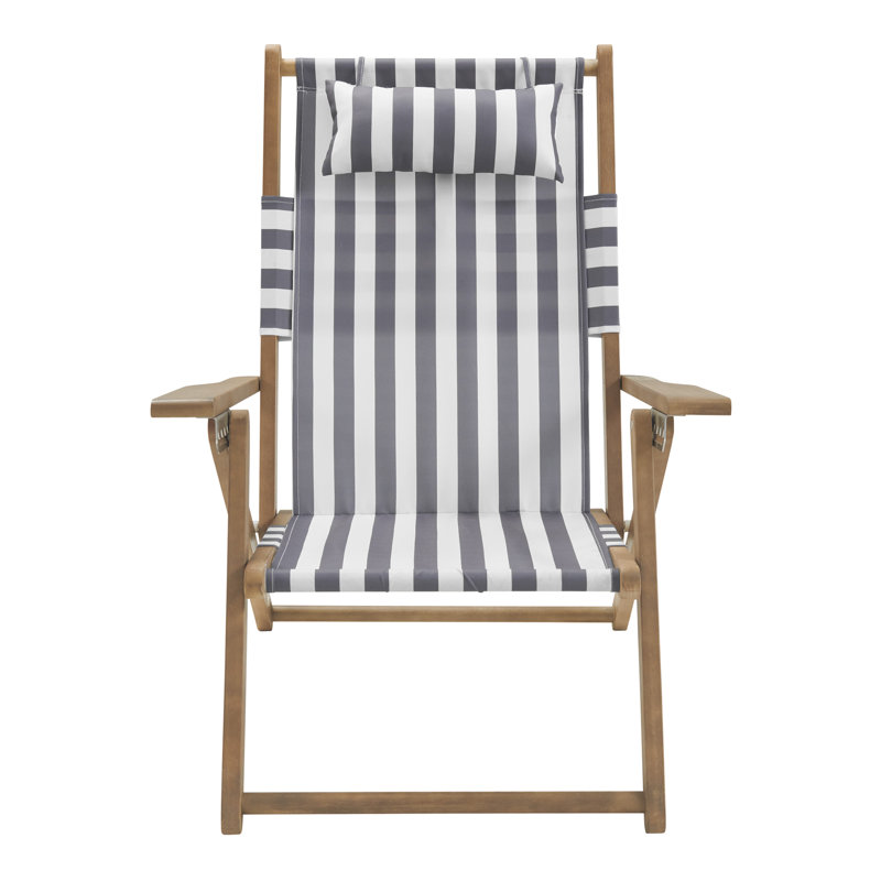 Beach Chair - Outdoor Weather-Resistant Wood Folding Chair with Backpack Straps - 4-Position Reclining Seat - Beach Essentials by Lavish Home (Gray)