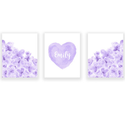 Daisy Flowers and Name Heart-Unframed Paper Prints