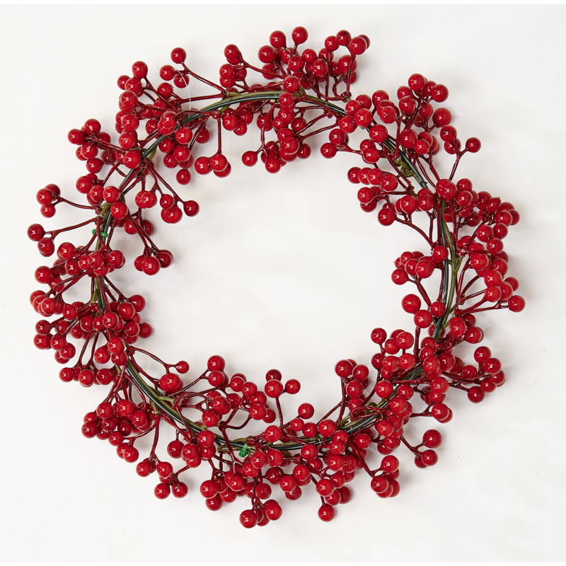 Couronne de baies rouges, H 12 po x l 12 po x P 3 po
