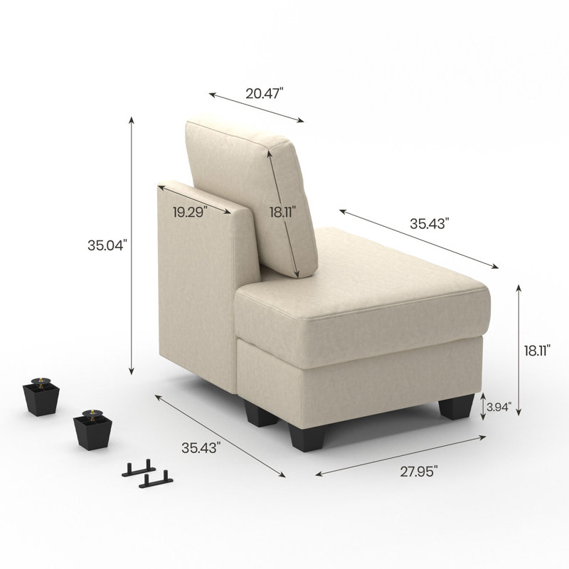 Repose-pieds gauche en similicuir, Beige