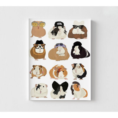 Musical Guinea Pigs By Hanna Melin, Rockstar Poster Print, Famous Singers Cute Guinea Pig Illustration Wall Art Poster