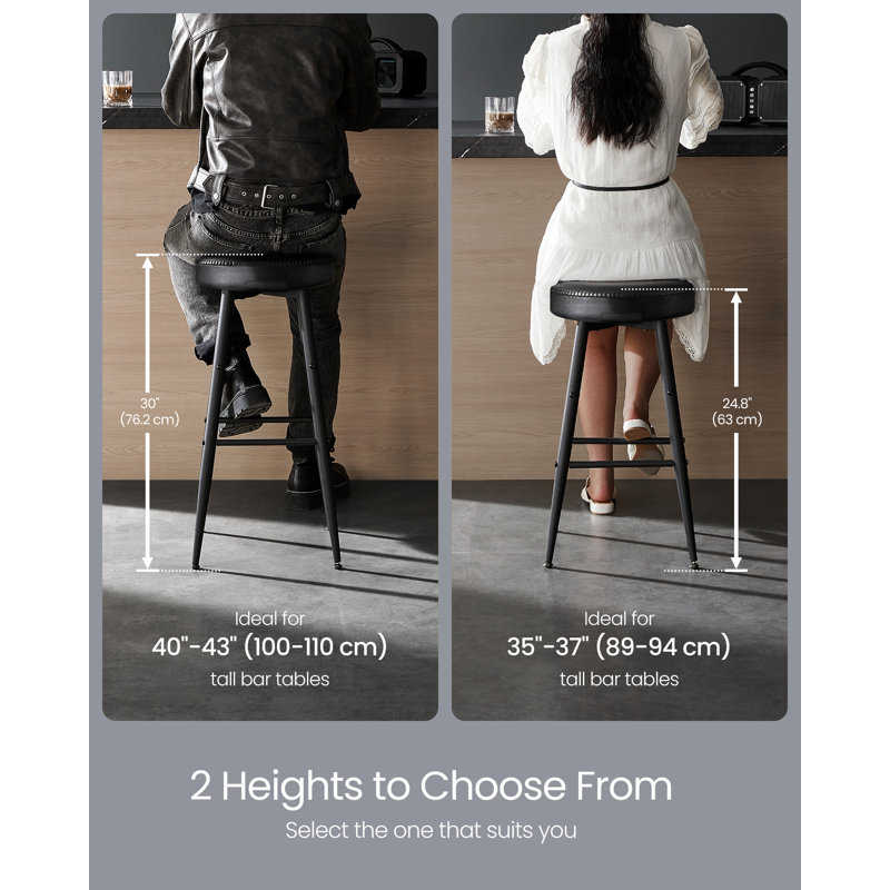 Tabouret Parmley, Similicuir noir / cadre noir, Tabouret de bar (siège d'une hauteur de 30 po)