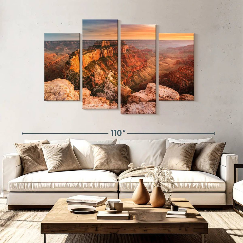 Scène de coucher de soleil d'Alvord Grand Canyon, H 54 po x l 84 po