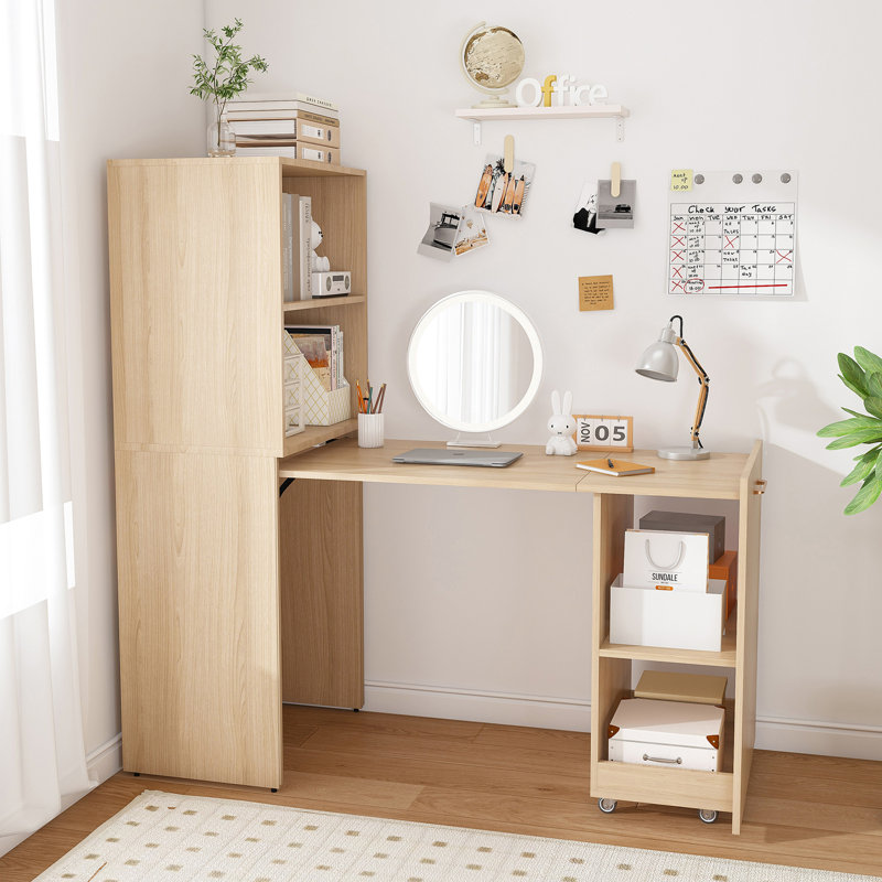 Bureau d'ordinateur à roulettes 49,6 po, Blanc