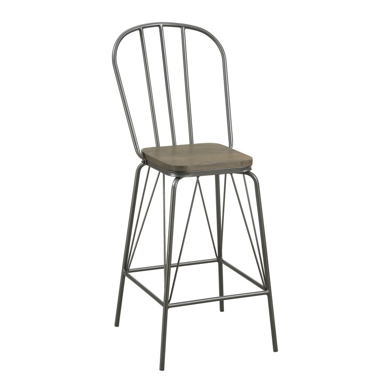 Tabouret de bar et de comptoir Hardnett, Gris, Tabouret de comptoir (siège d'une hauteur de 26 p