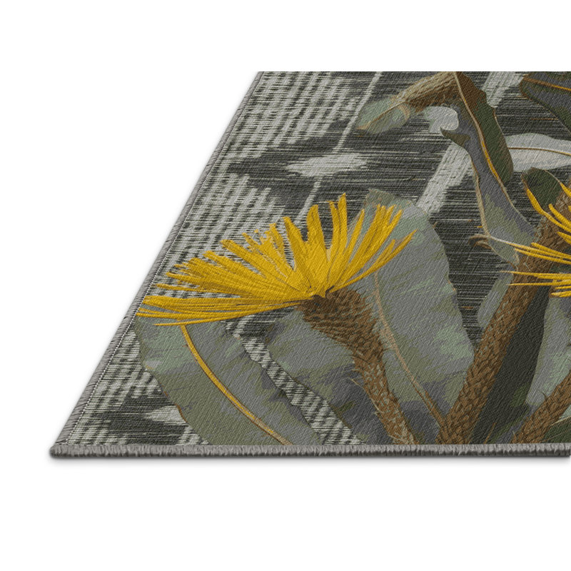 Washable Brittlebush Southwestern Area Rug, Round 5'