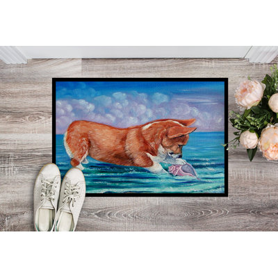 Tapis de porte d'extérieur antidérapant Wickett Corgi