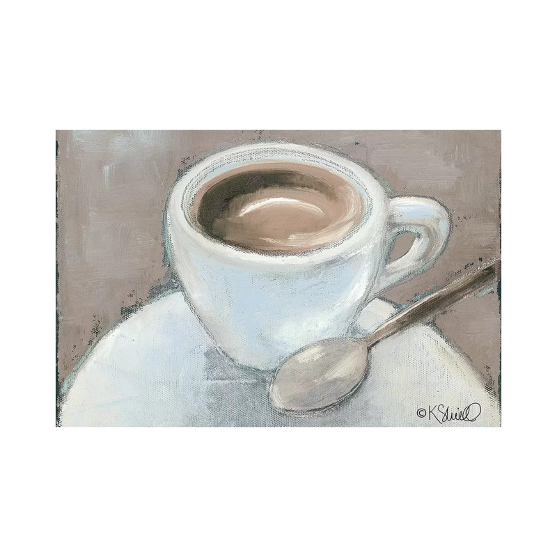 «Coffee Break» par Kate Sherrill - peinture sur toile tendue, H 12 po x l 18 po x 1,5 po