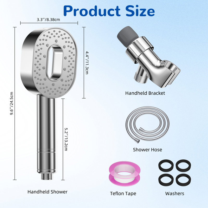 High Pressure 5-Spray Filtered Handheld Shower Head With Holder& 59-Inch Shower Hose, Chrome