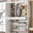 54.7'' Hall Tree with Integrated Shoe Cabinet and Mirrored Cabinet Door, Coat Hanger, Entryway Bench, 4-in-1 Design, 2 Flip Drawers, 4 Hooks and 2 Cabinets