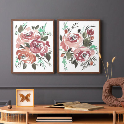 «Lovely Roses I», reproduction encadrée de qualité supérieure - prête à être accrochée - aucun clou requis - aucun clou requis