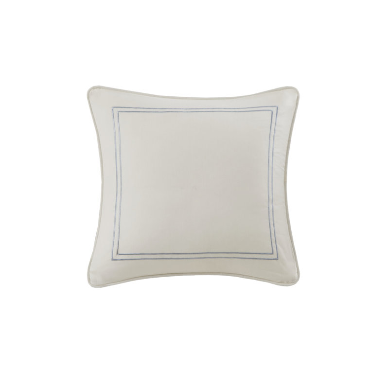 Chelsea Ivory Square Embroidered Cotton Throw Pillow Set