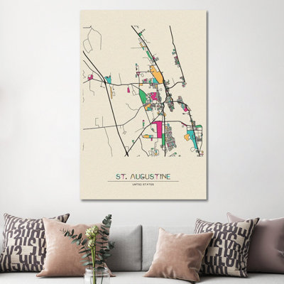 St. Augustine, Florida Map by Ayse Deniz Akerman - Wrapped Canvas Gallery-Wrapped Canvas Giclée
