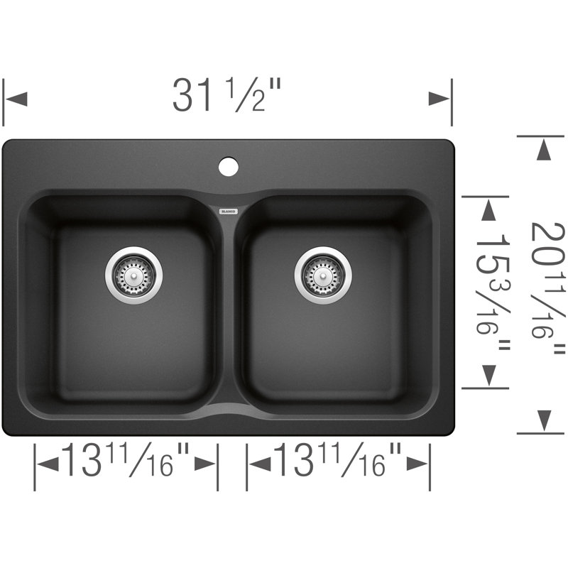 Évier de cuisine à double cuve 50,5 po à double cuve 31,5 po Vision SILGRANIT - Anthracite, Anthracite
