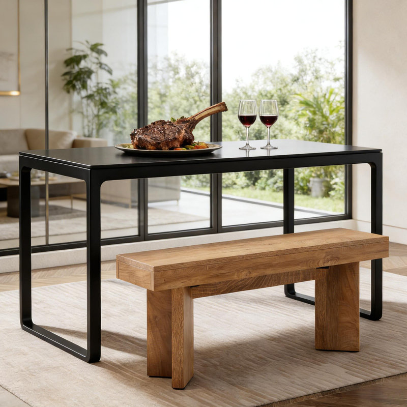 Dining Bench,Nordic Style Kitchen Table Bench,Bedroom Seating, Rustic Brown